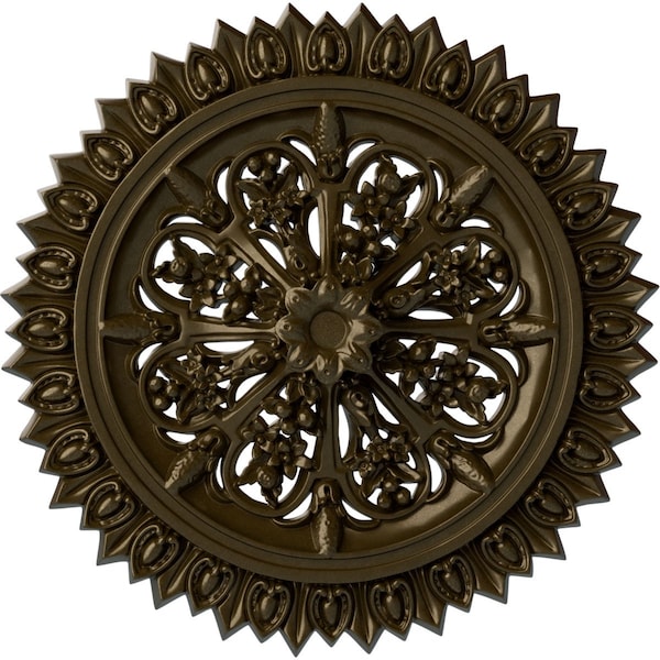 Ekena Millwork Lariah Ceiling Medallion (Fits Canopies up to 1 3/8"), 24 3/4"OD 1 3/8"ID x 3 1/4"P, Brass CM24LABRS - main